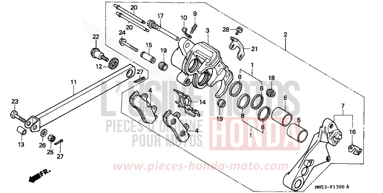 HINTERRAD-BREMSSATTEL (CBR1000FH/FJ/FM) von CB1300 Super Bold'or ABS GRANITE BLUE METALLIC-U (PB184K) von 1987